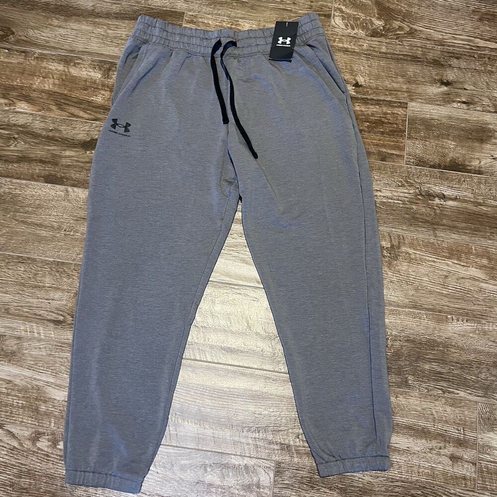 NWT Under Armour Rival Terry Joggers Women's Large UA Gray Drawstring Pants